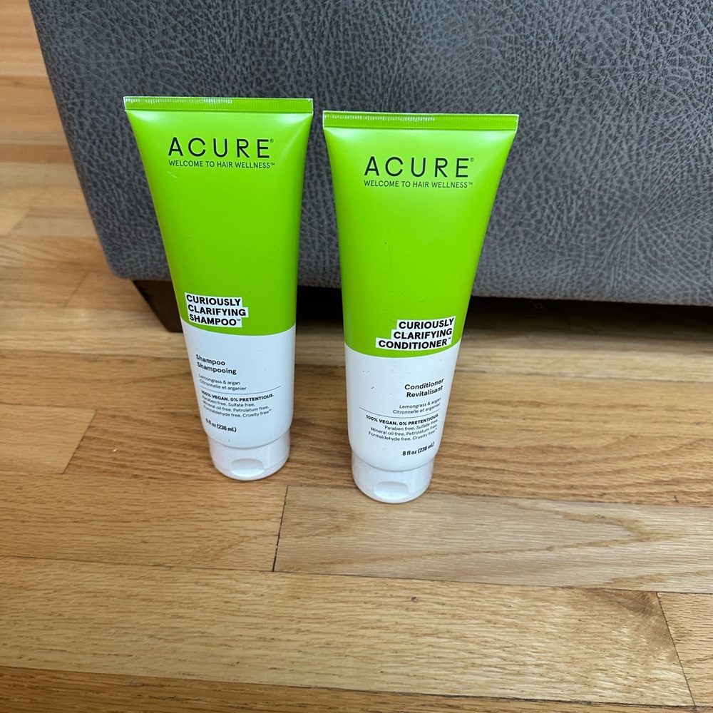 Acure Curiously Clarifying Shampoo and conditioner